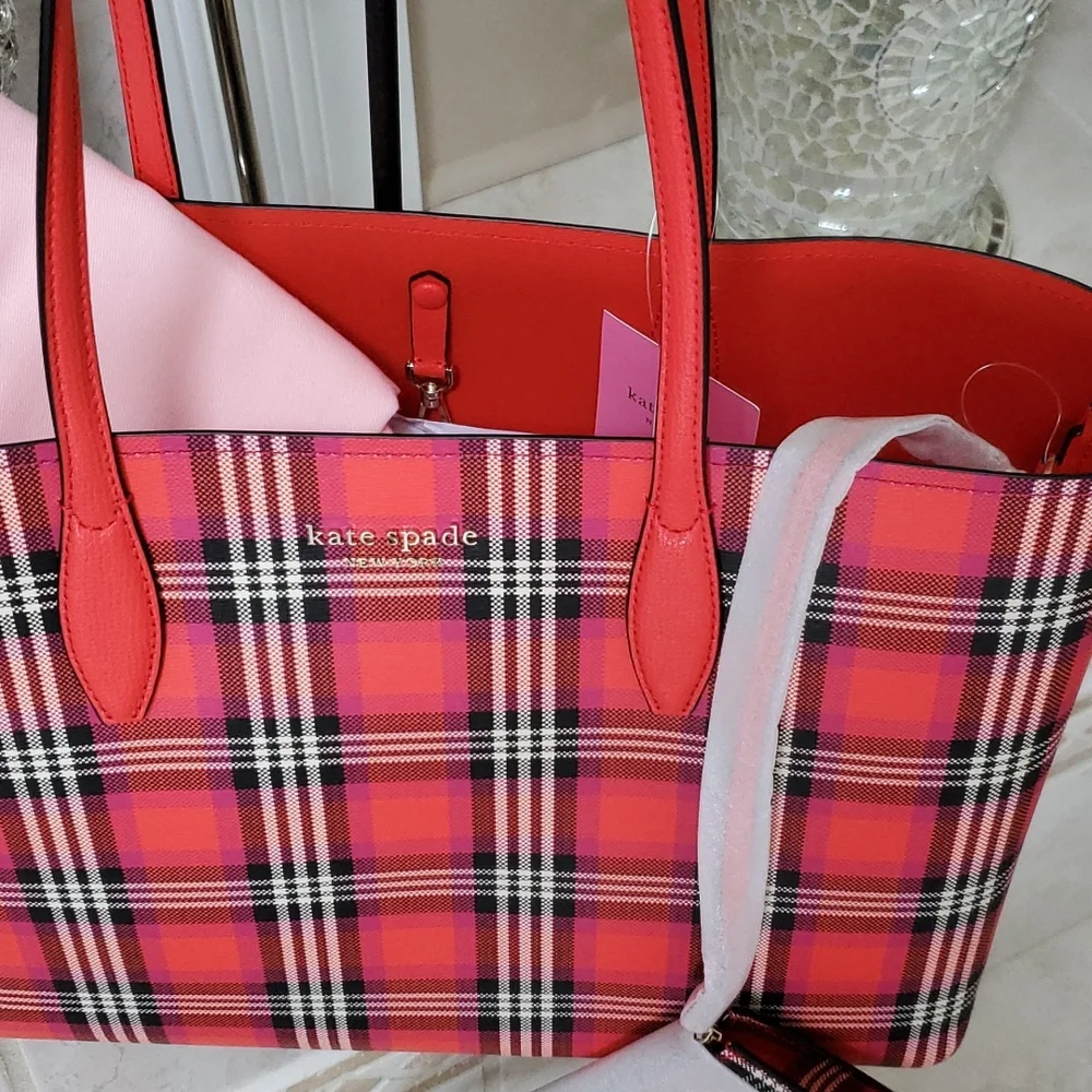 🥳🎈HOST PICK!🎈🥳  🍓 KATE SPADE All Day Foliage Plaid Tote 🍓
